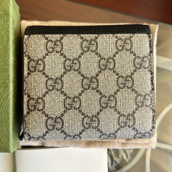 Gucci Marmont Bicolor Medium Compact wallet Supreme Canvas 🌟 Full Set 🌟 - Picture 4 of 14